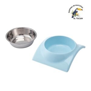 COMEDERO SIMPLE BASE CURVA PLASTICO Y ACERO