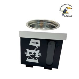COMEDERO MADERA CON CONTENEDOR GATO