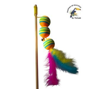 PALITO CON 3 PELOTAS Y PLUMAS