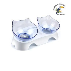 COMEDERO GATO DOBLE TRANSPARENTE