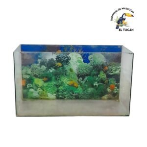 PECERA DECORADA CON LAMINA 39 X 30 X 24 cm N°5